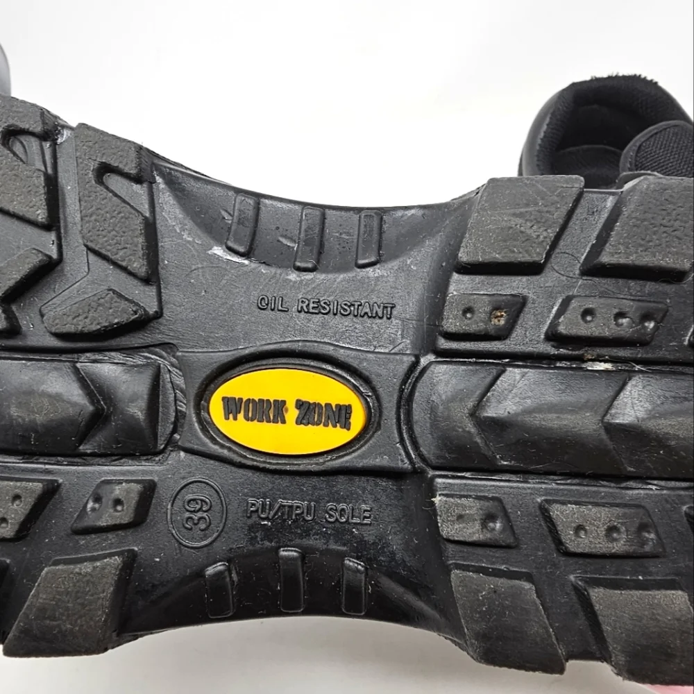 Work Zone Mens Size 6 Safety Toe Black‎ Leather Work Shoes N477 Lace Up